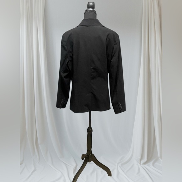 Liz Claiborne Blazer Women’s Fit Black Pockets Single Button Satin Lining Sz 16W - Picture 4 of 4